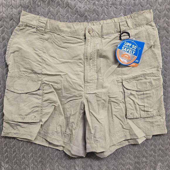 Columbia PFG Cargo Shorts‎ Men's Sz XL FM8028 Fishing Outdoors Khaki Tan Ripstop - Picture 1 of 9
